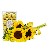 Mini Buquê de Girassóis com Ferrero Rocher